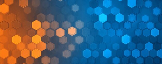 Un patrón de fondo de hexágonos de gradiente azul y naranja con baja saturación en el estilo de vector