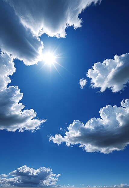 patrón de fondo de textura de las nubes del cielo un cielo azul con nubes y sol