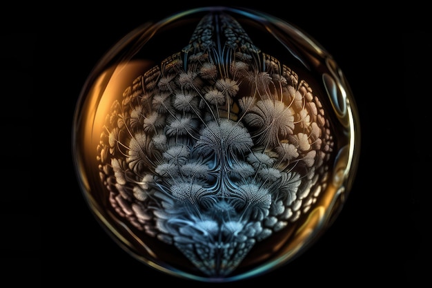 Patrón fractal y geometría en la superficie de una burbuja de jabón
