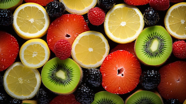 Foto patrón de frutas coloridas inteligencia artificial generativa