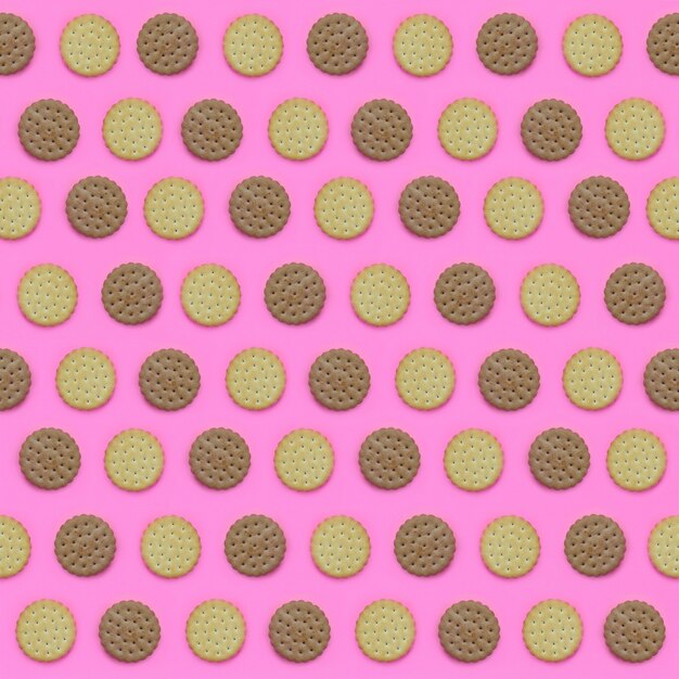 Patrón de unas galletas marrones en rosa