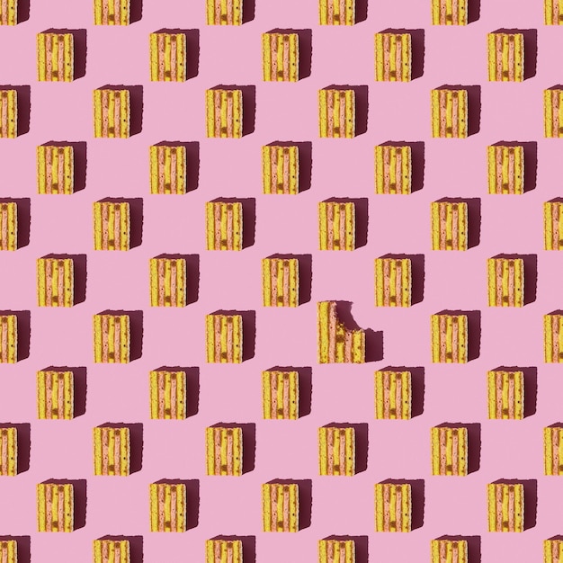 Patrón de galletas sobre un fondo rosa