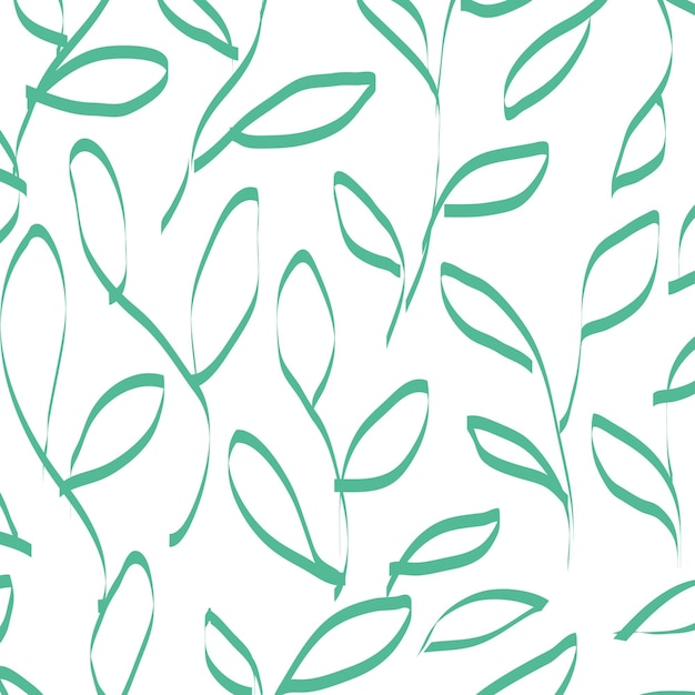 Patrón de garabateo de hojas png fondo transparente verde diseño simple