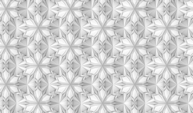 Patrón de geometría de luz tridimensional con flores de seis puntas.