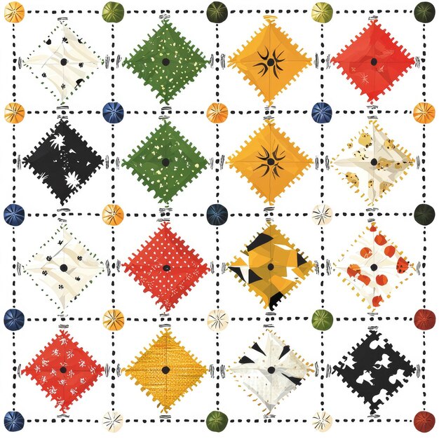 Patrón geométrico abstracto con diseño de patchwork
