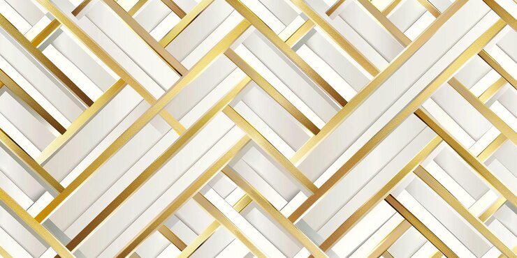 Patrón geométrico abstracto con líneas de rayas Fondo vectorial sin costuras Ornamento blanco y dorado