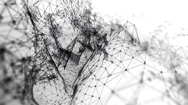 Un patrón geométrico abstracto renderizado en 3D en blanco y negro
