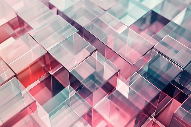 Patrón geométrico de alta resolución con cuadrados transparentes superpuestos que crean un efecto visual moderno y elegante