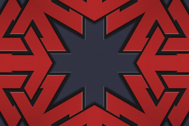 Patrón geométrico de color rojo, estilo celta escandinavo. Ilustración de un fondo abstracto tejido. Elementos de un patrón geométrico sobre un fondo oscuro