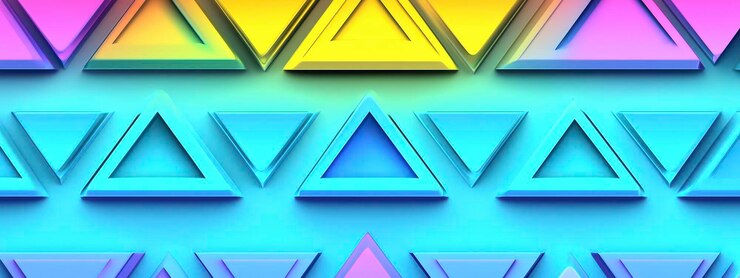 Foto patrón geométrico colorido con triángulos 3d en colores de gradiente vibrante