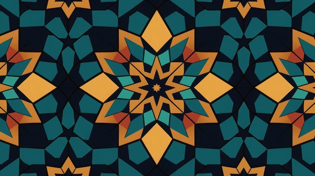 Patrón geométrico sin costuras en el estilo de imágenes orientales de acuamarina oscura y ámbar oscuro