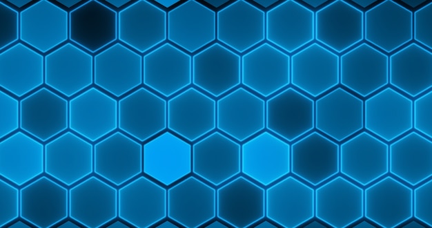 Patrón geométrico decorativo azul de hexágonos brillantes