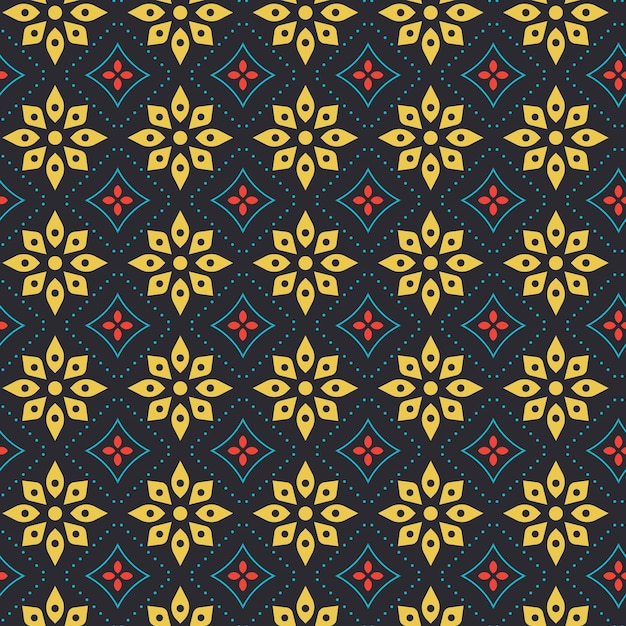 Patrón geométrico de flores Fondo sin costuras Ornamento para tela