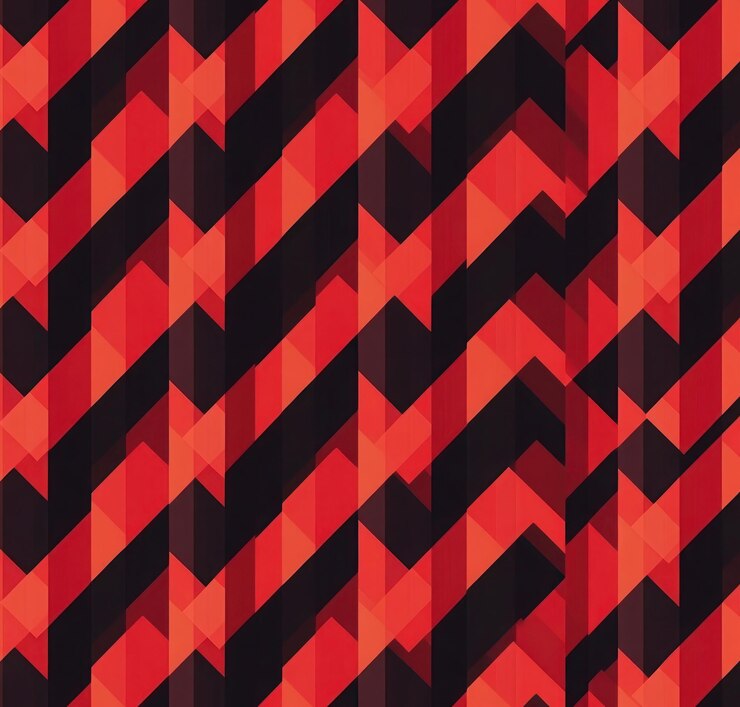 un patrón geométrico con líneas en zigzag y un patrón en zigzang rojo