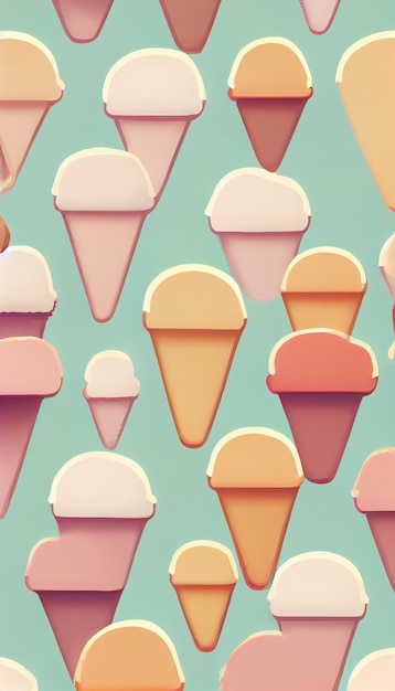 Patrón de helado lindo crema colorida sobre fondo rosa pastel ilustración boho deliciosos dulces