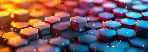 Patrón hexagonal abstracto con luces brillantes