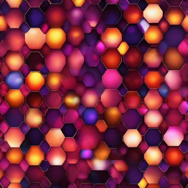 Foto patrón hexagonal de fondo abstracto con luces brillantes generativa ai