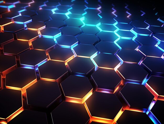 Foto patrón hexagonal con luces brillantes