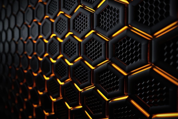 Patrón hexagonal con resaltos dorados y diseño futurista Arte digital