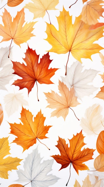 Patrón de hojas de otoño aislado fondo de naturaleza abstracta blanca