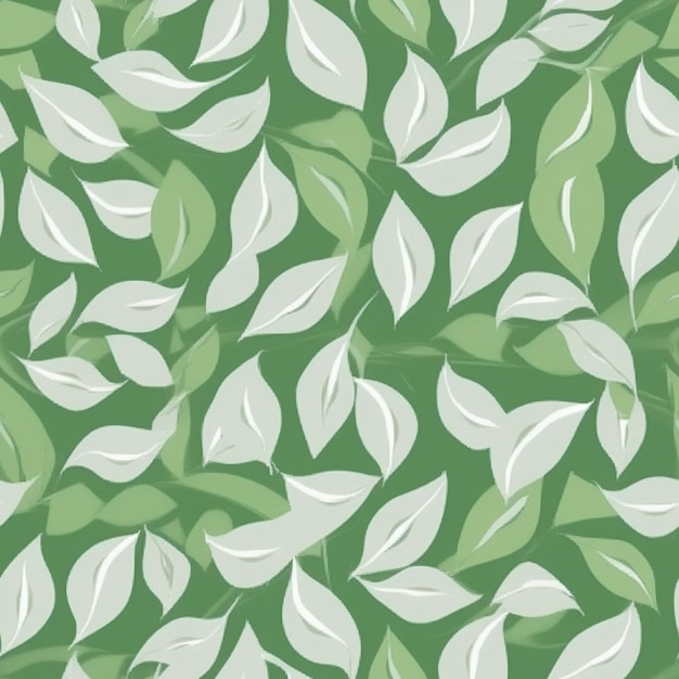un patrón de hojas verdes y blancas con hojas blancas generativo ai