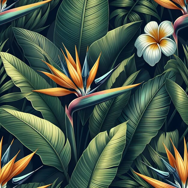 Foto patrón de hojas verdes tropicales