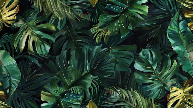 Patrón de hojas verdes tropicales