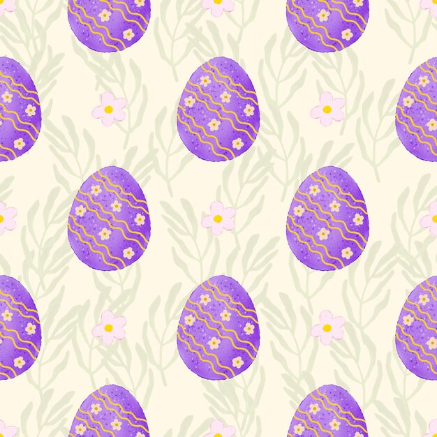 Patrón de huevo de Pascua sin costuras lúdico con texturas de acuarela pastel