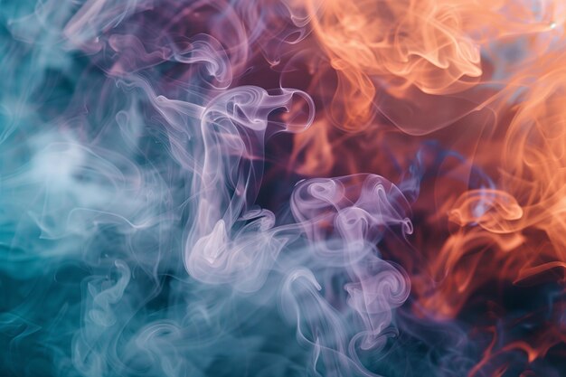 Un patrón de humo colorido con tonos rojos azules y púrpuras