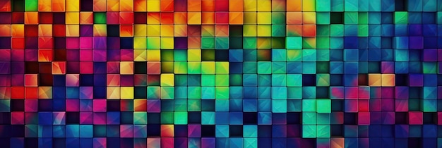 Un patrón de IA generativa de fondo de cuadrados multicolores entrelazados