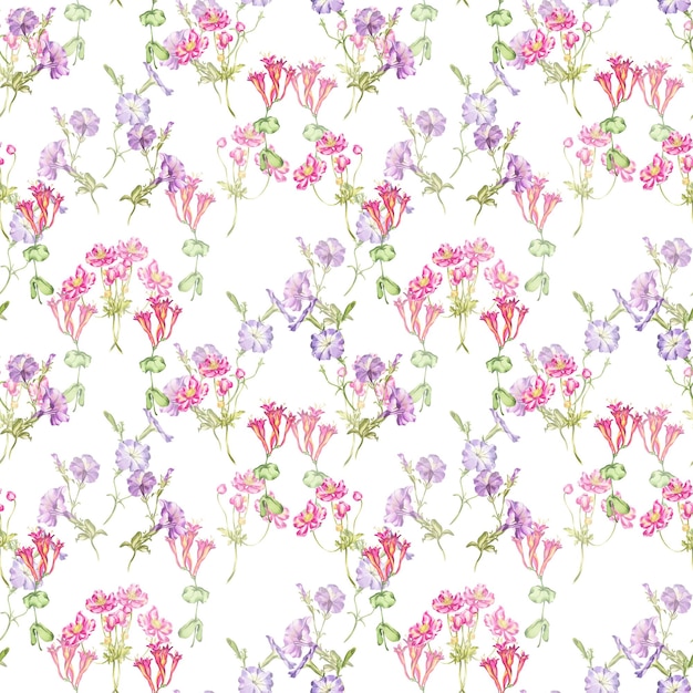 Patrón Ilustración acuarela de flores de jardín