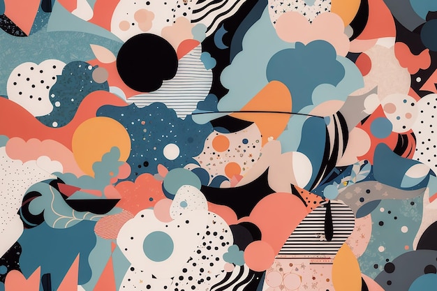 Patrón de ilustración artística moderna Collage creativo con formas Patrón sin costuras Plantilla de moda para diseño