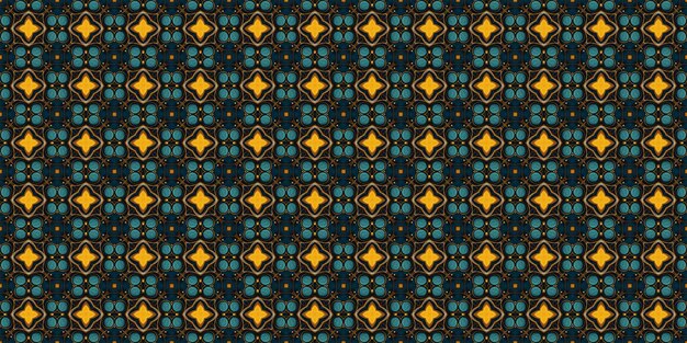 Patrón ilustrado sin costuras hecho de elementos abstractos en azul amarillo y negro