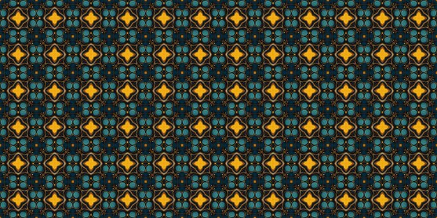 Patrón ilustrado sin costuras hecho de elementos abstractos en azul amarillo y negro