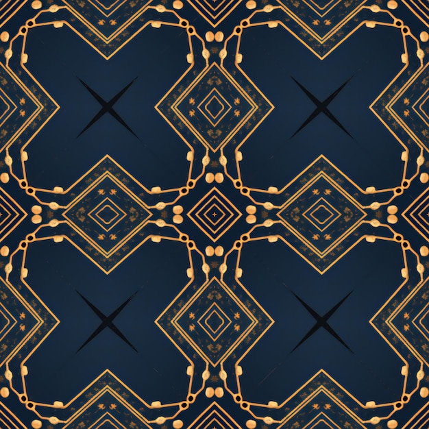 Patrón ilustrado sin costuras hecho de elementos abstractos en azul beige y negro