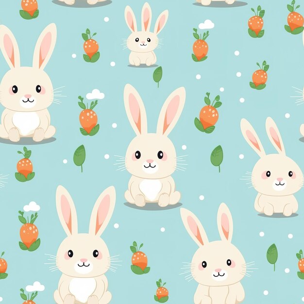 Un patrón impecable con conejos y zanahorias.
