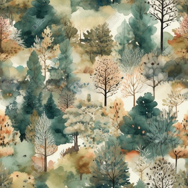 Un patrón impecable con una escena forestal.