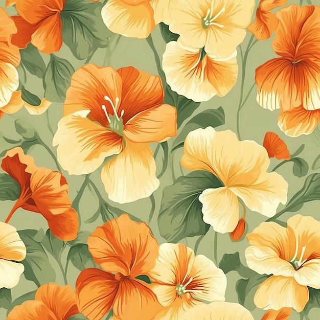 Un patrón impecable de flores naranjas y amarillas.