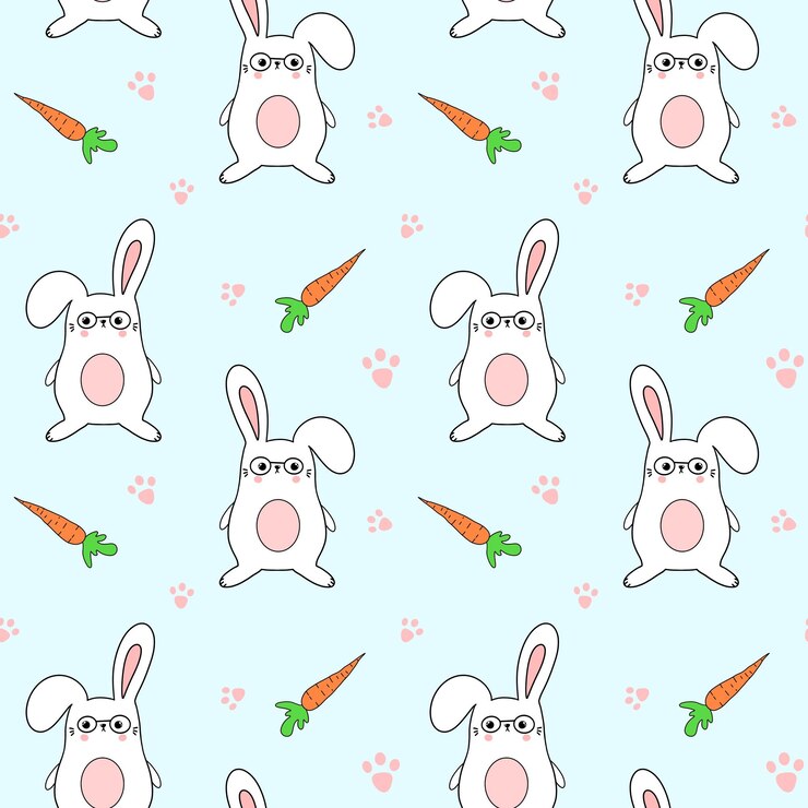 Foto patrón sin inconvenientes con divertidos conejitos y zanahorias. diseño para telas de ropa y otros artículos.