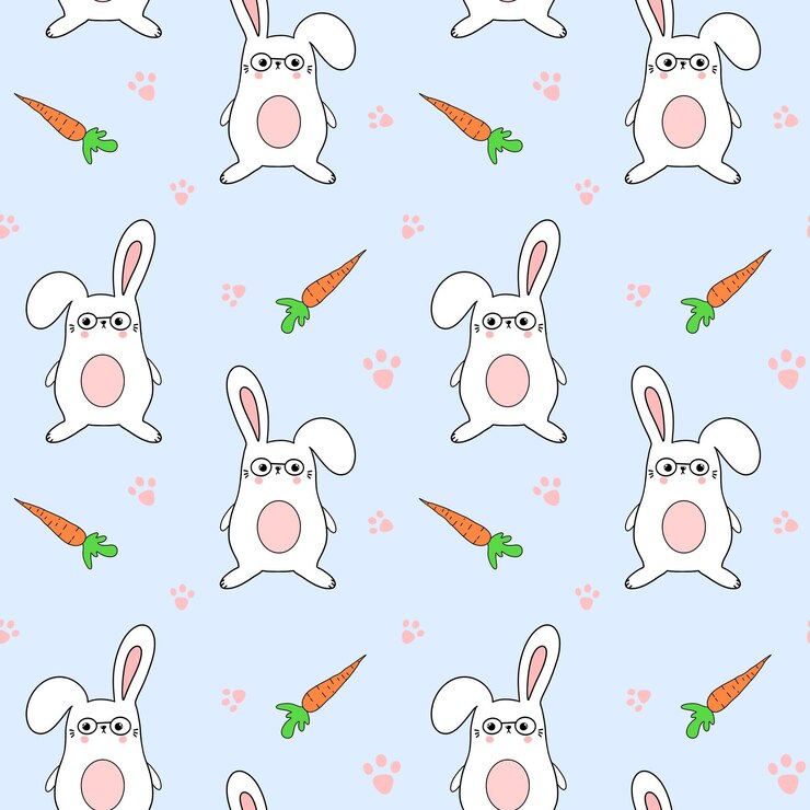 Foto patrón sin inconvenientes con divertidos conejitos y zanahorias. diseño para telas de ropa y otros artículos.
