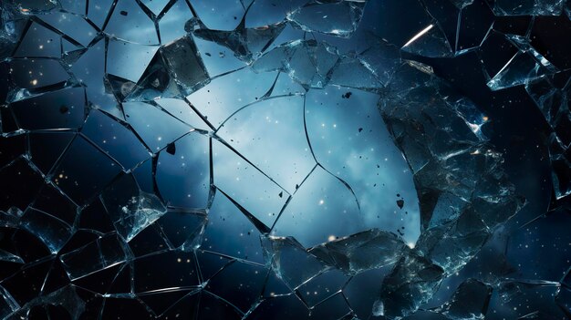 Un patrón intrigante de vidrio roto en el espacio en fragmentación visual