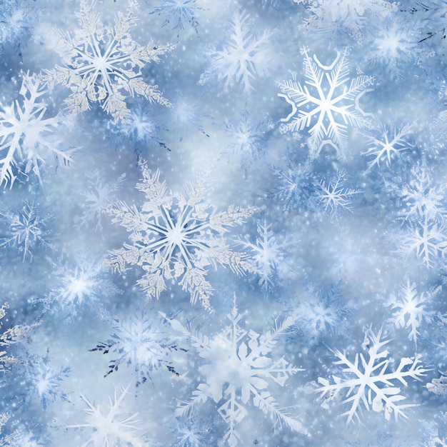 Foto patrón de invierno sin fisuras con copos de nieve