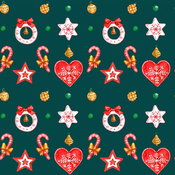 Foto sin patrón de juguetes de navidad pintados con acuarela