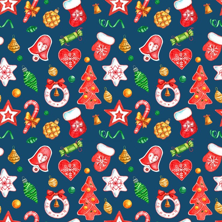 sin patrón de juguetes de Navidad pintados con acuarela