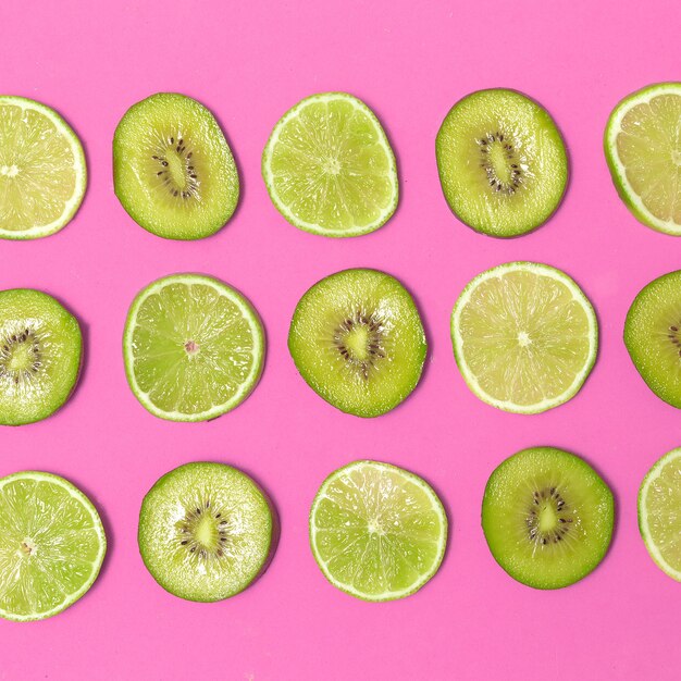 Patrón de Kiwi Lime. Concepto de diseño de frutas frescas