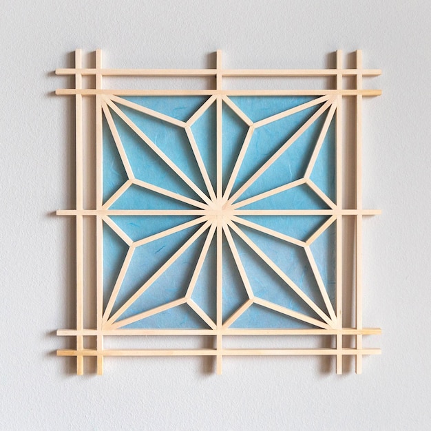 Patrón kumiko de madera tradicional Asanoha Hoja de cáñamo
