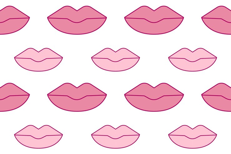 Foto patrón de labios rosado fondo transparente png diseño sin costuras lindo