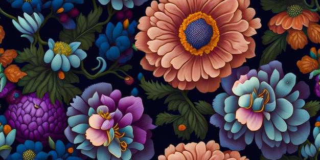 Patrón lindo en flores coloridas patrón floral sin costuras