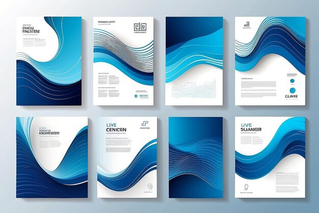 Foto patrón de línea abstracta azul diseño de colección vectorial de rayas onduladas creativas para modelos de folletos de certificados de antecedentes comerciales planificador contemporáneo