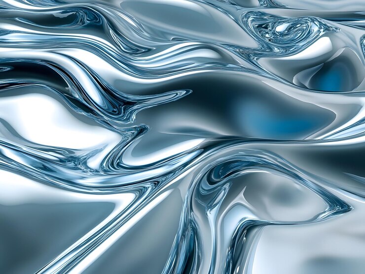 Un patrón líquido abstracto con fondo metálico azul y plateado imagen generada por IA